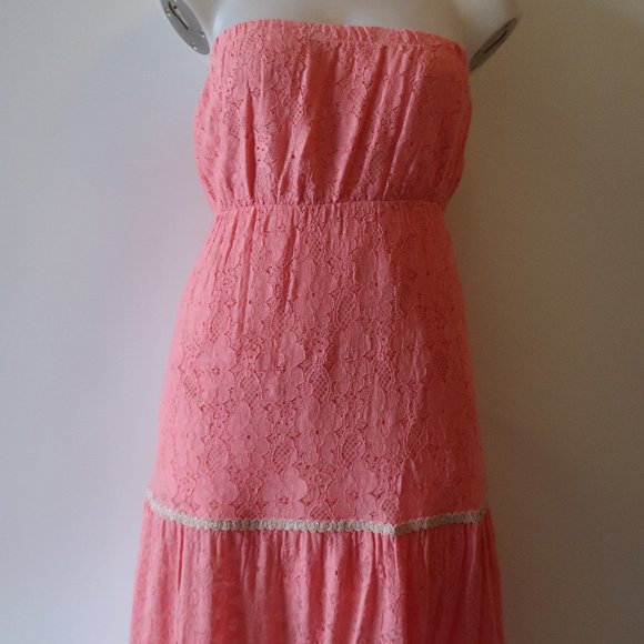 NWT PHO FIRENZE CORAL LACE SLEEVELES MAXI DRESS M* - Picture 5 of 11
